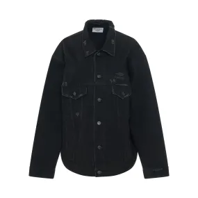 3B Sports Icon Large Fit Denim Jacket in Black