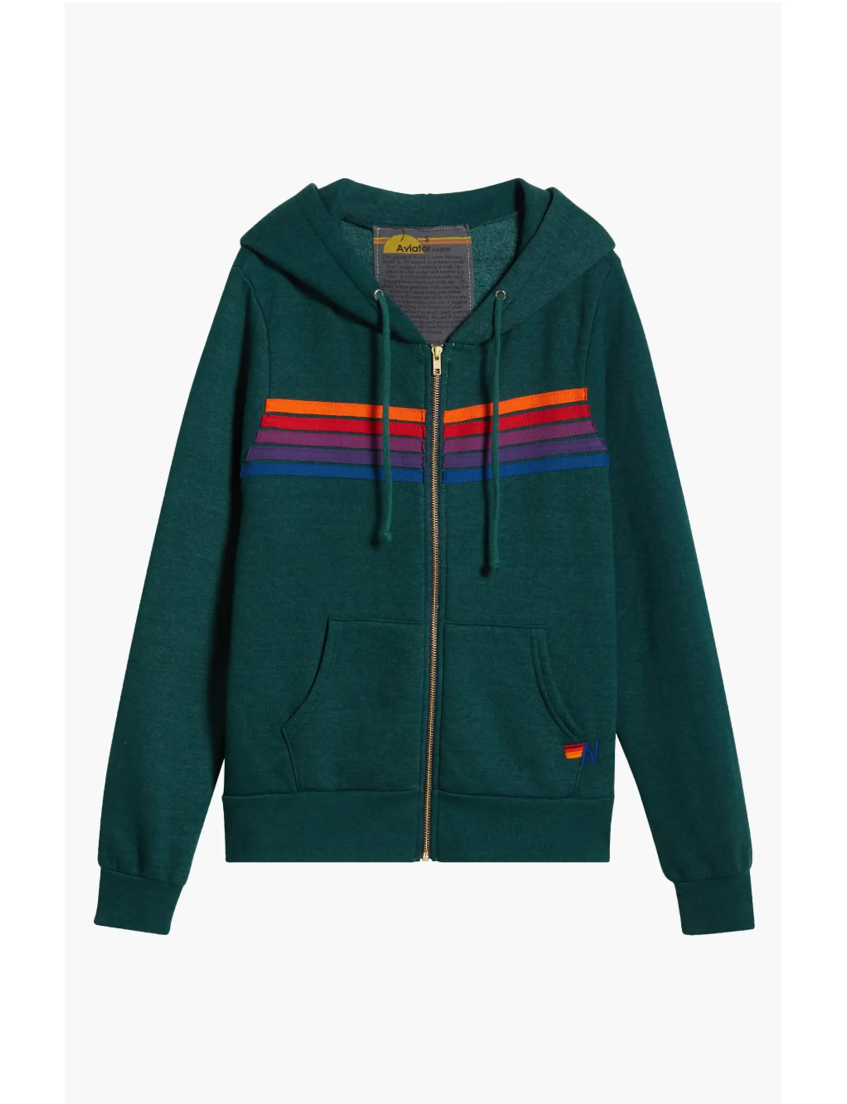 5 Stripe Zip Hoodie, Forest/Purple Orange