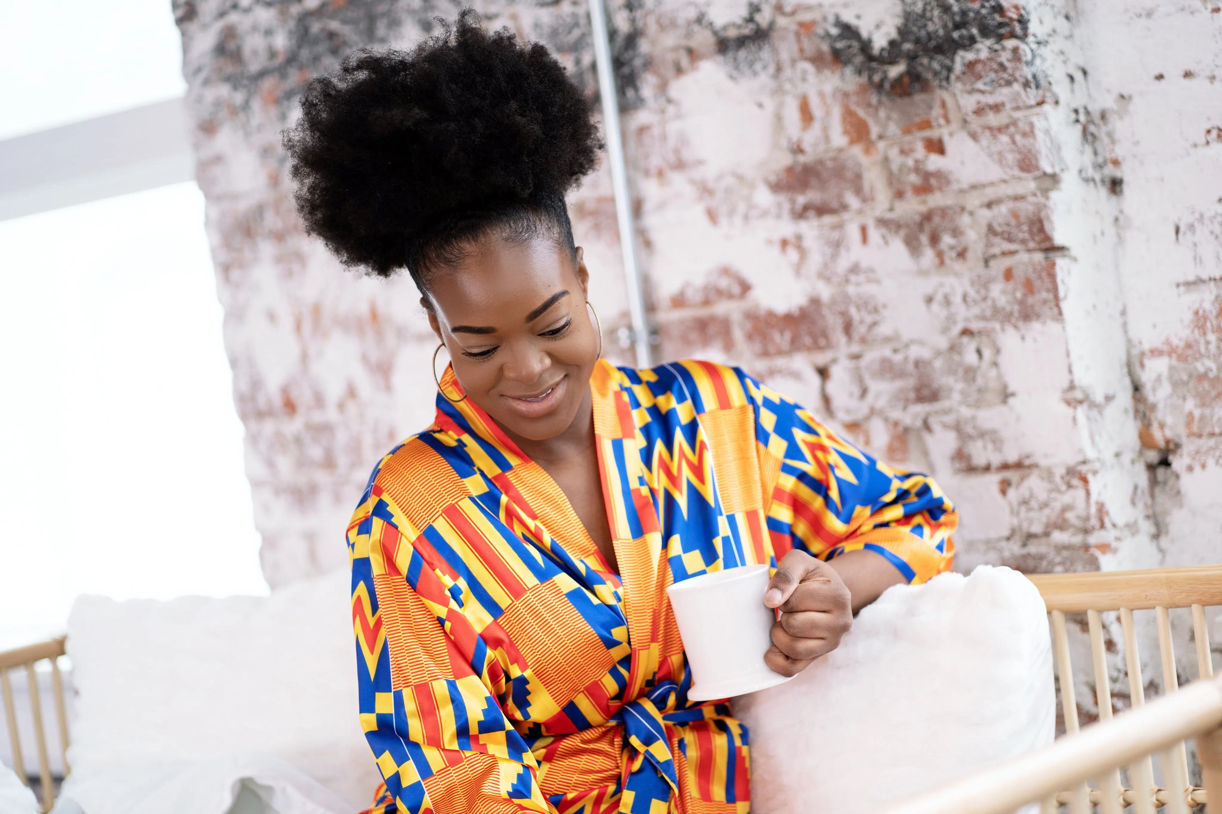 African Print Satin Robe Kente