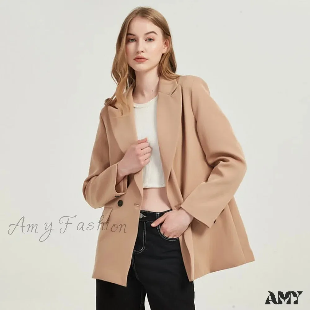 Amy Fashion - Casual Solid Color Pocket Decorative Blazer