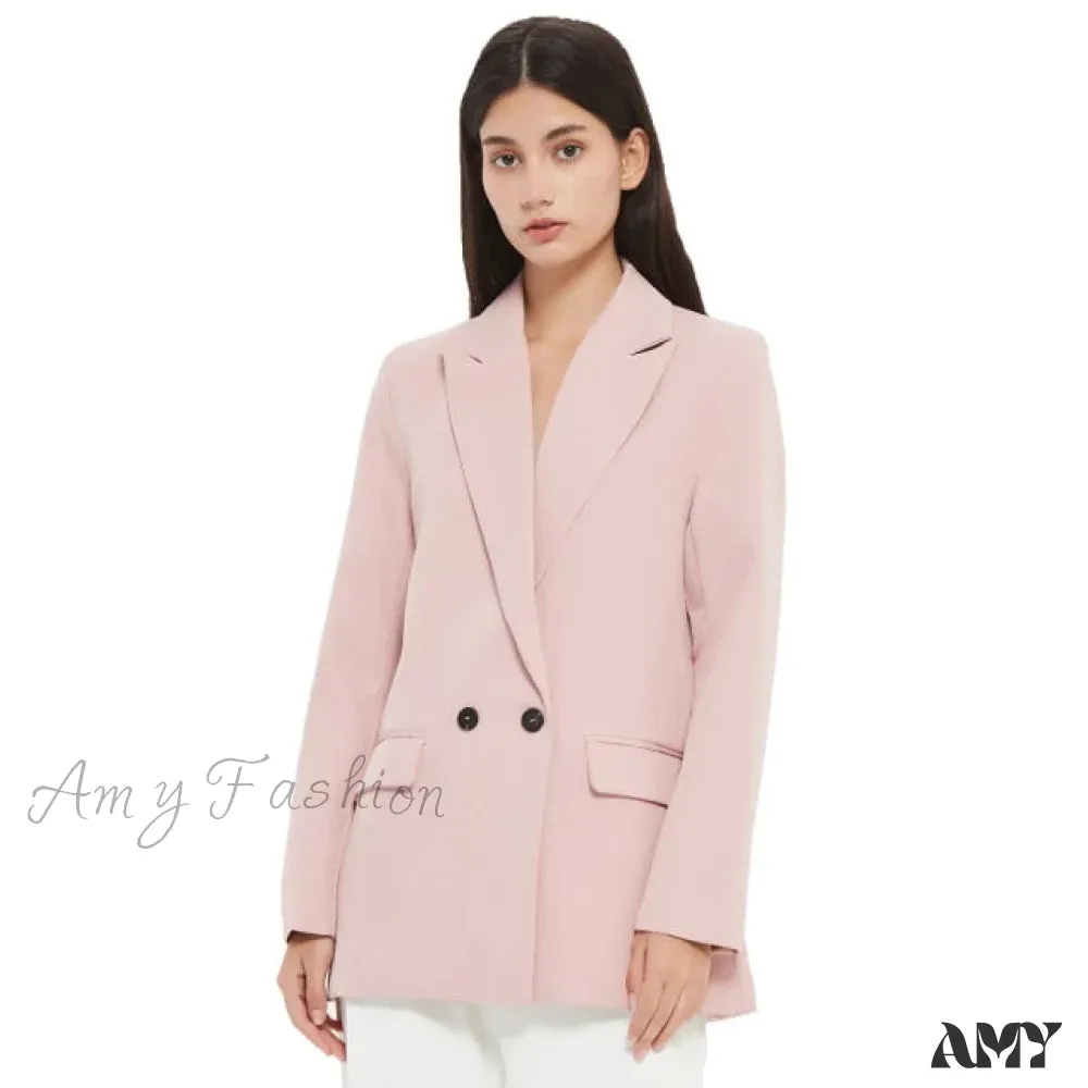 Amy Fashion - Casual Solid Color Pocket Decorative Blazer