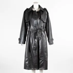 Anine Bing Black Faux Leather Trench Coat