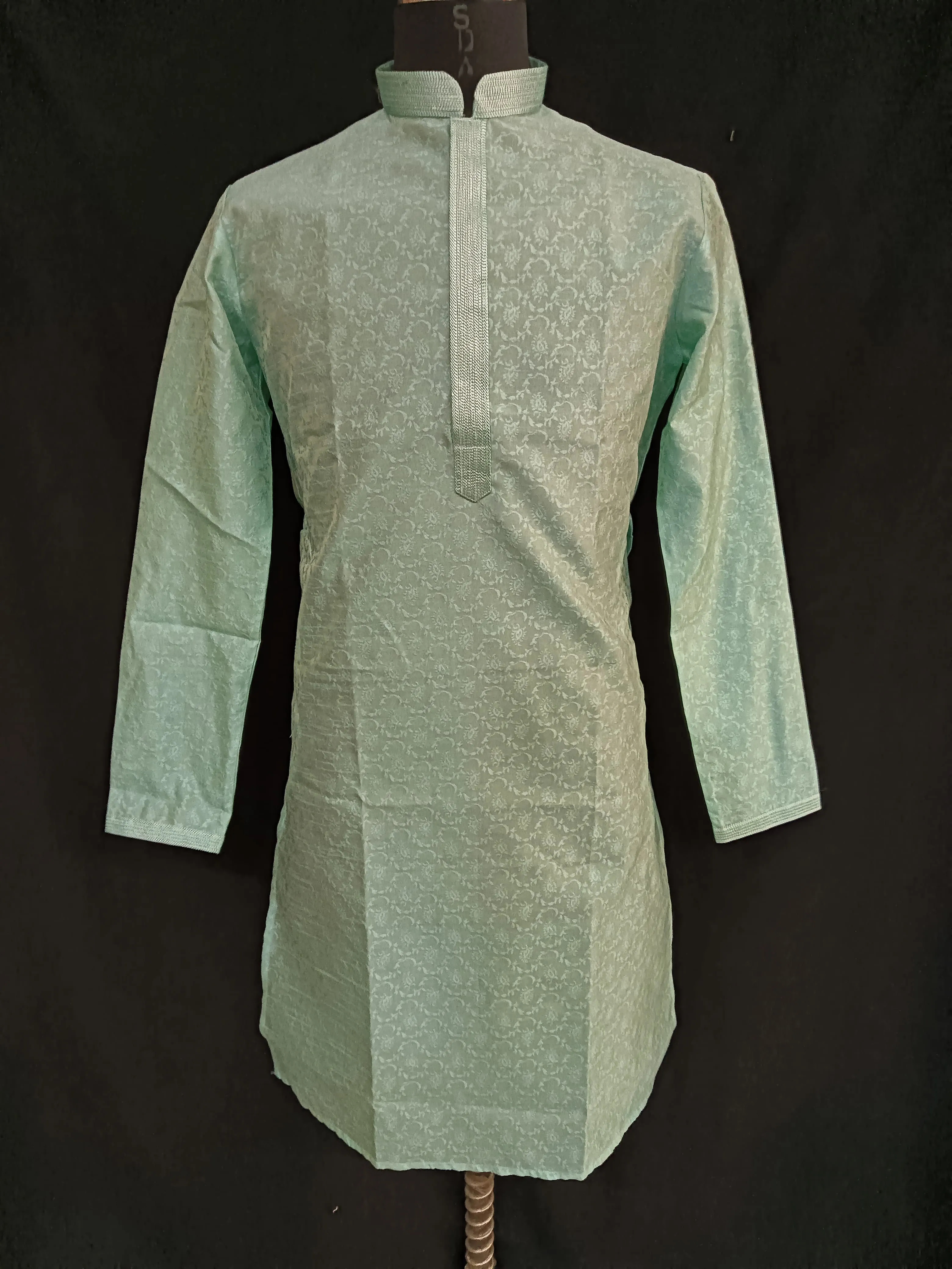 Appealing Sea Green Colored Brocade Kurta Pajama Sets For Men