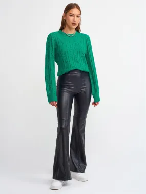 Bell Bottom Artificial Leather Pants