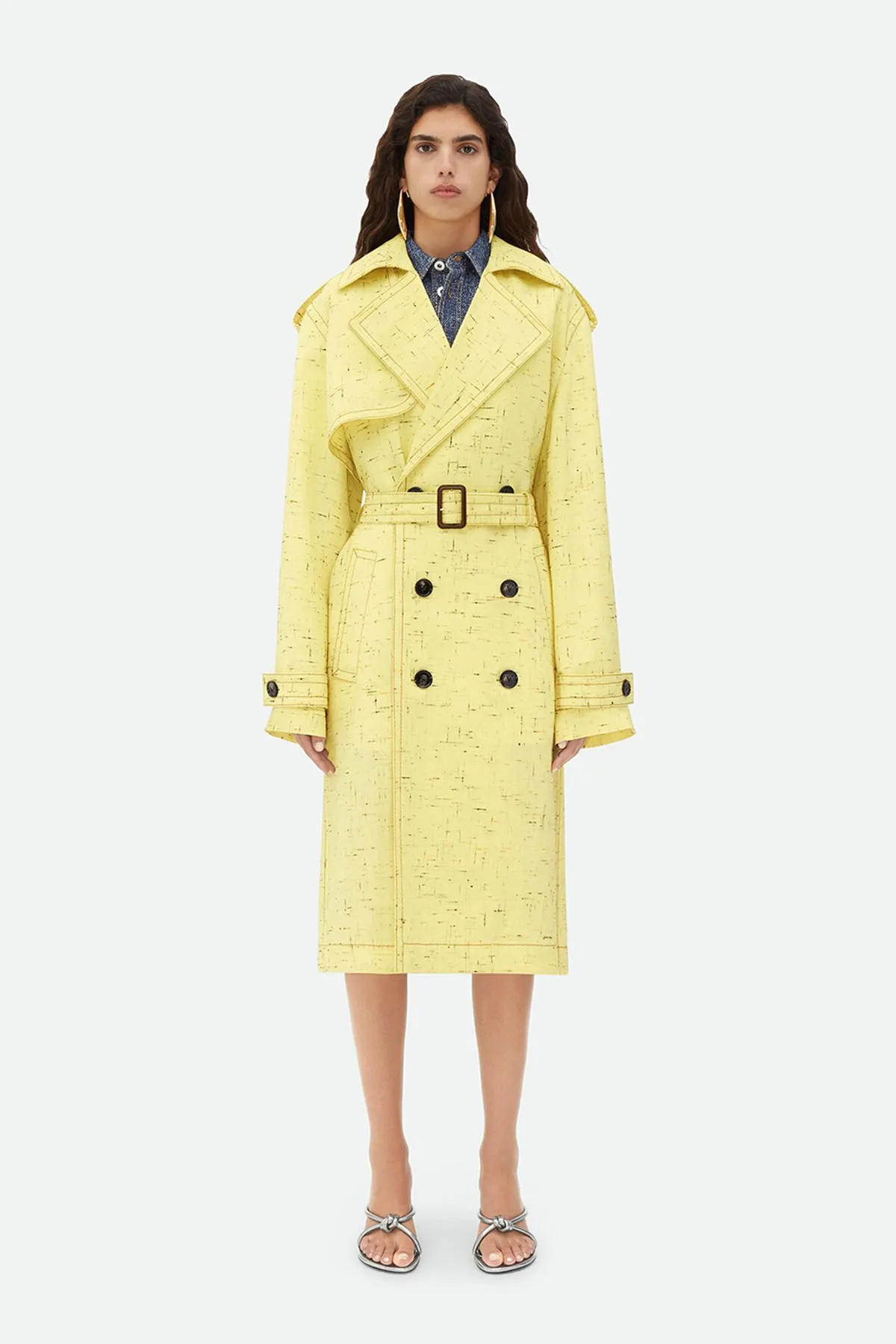 BOTTEGA VENETA | TEXTURED CRISS CROSS VISCOSE SILK TRENCH