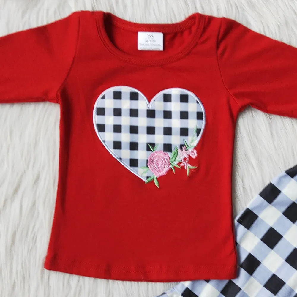 Boutique Baby Girl Clothes Love Embroidery Valentine's Day Kids Outfits 6 B11-36