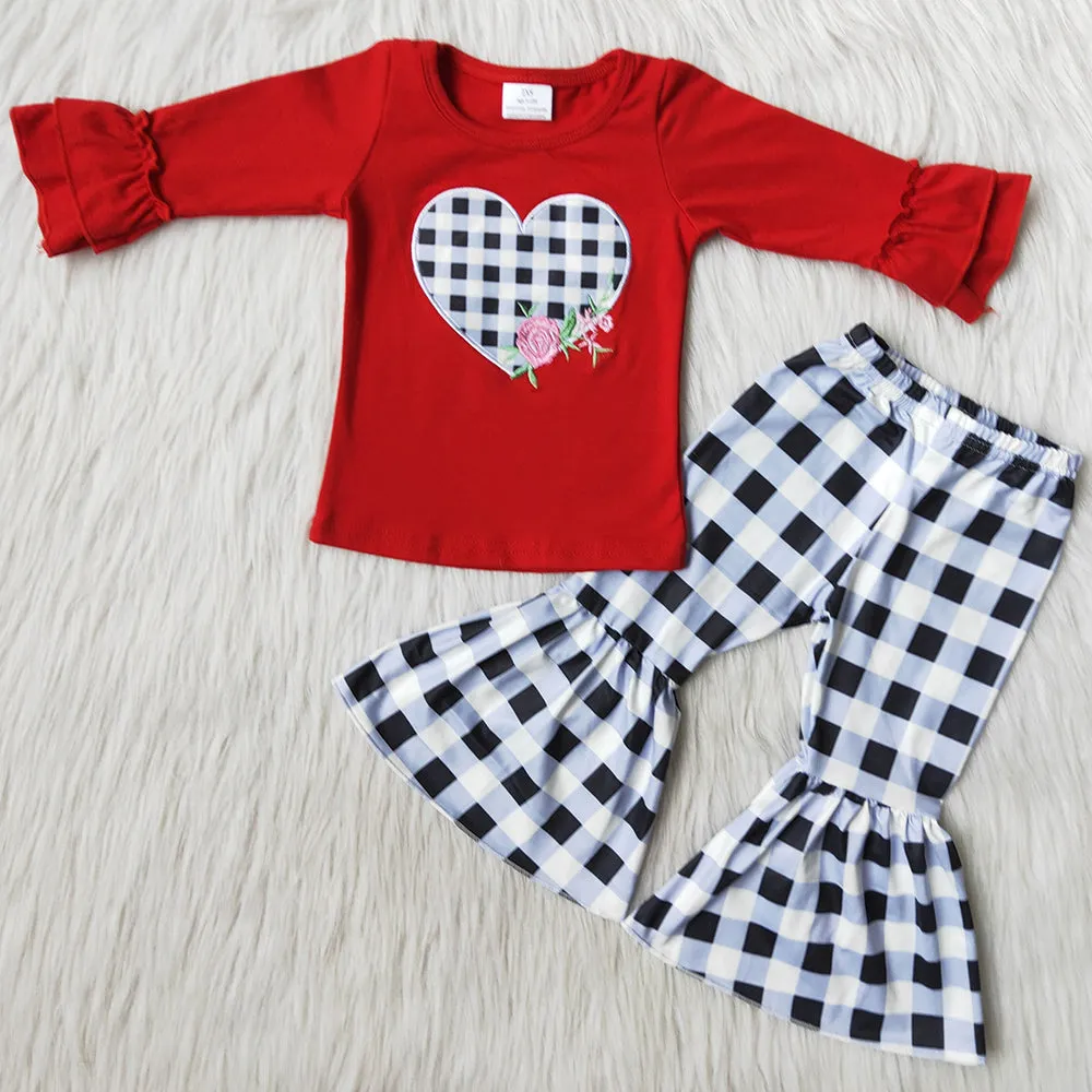 Boutique Baby Girl Clothes Love Embroidery Valentine's Day Kids Outfits 6 B11-36