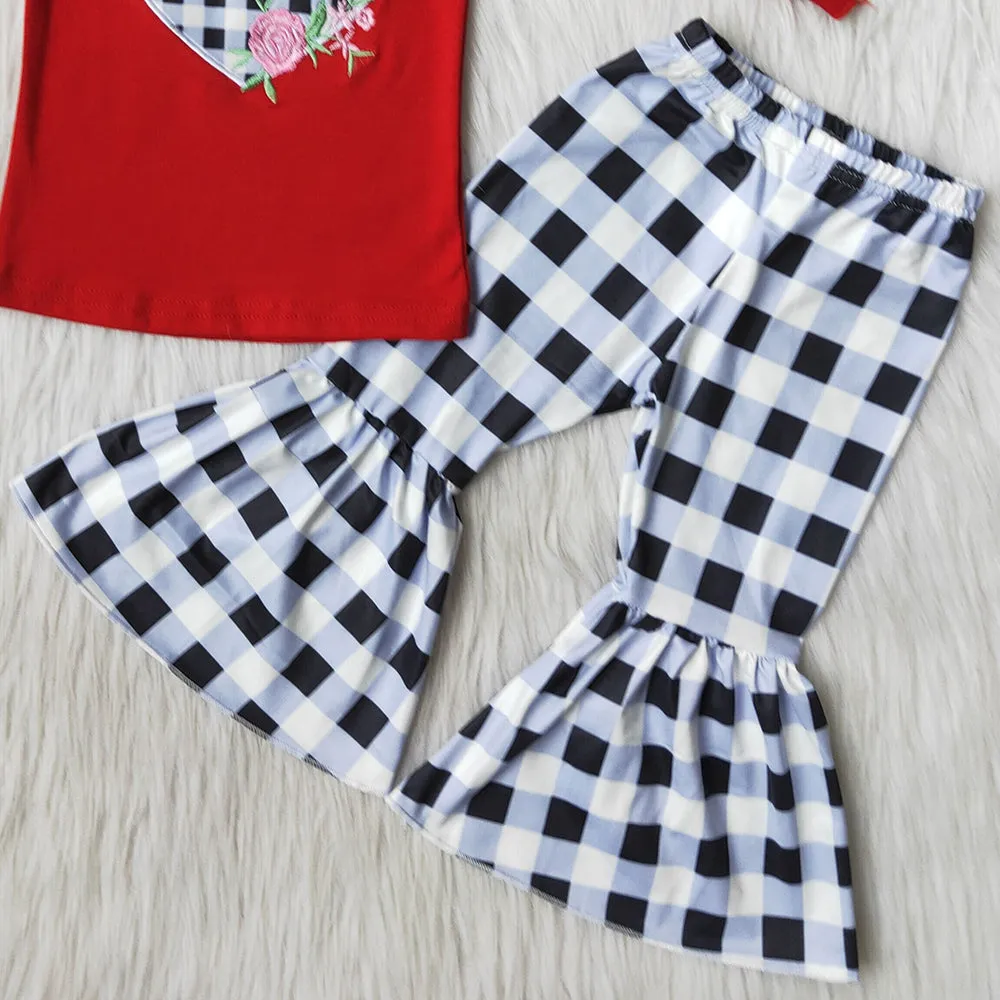 Boutique Baby Girl Clothes Love Embroidery Valentine's Day Kids Outfits 6 B11-36