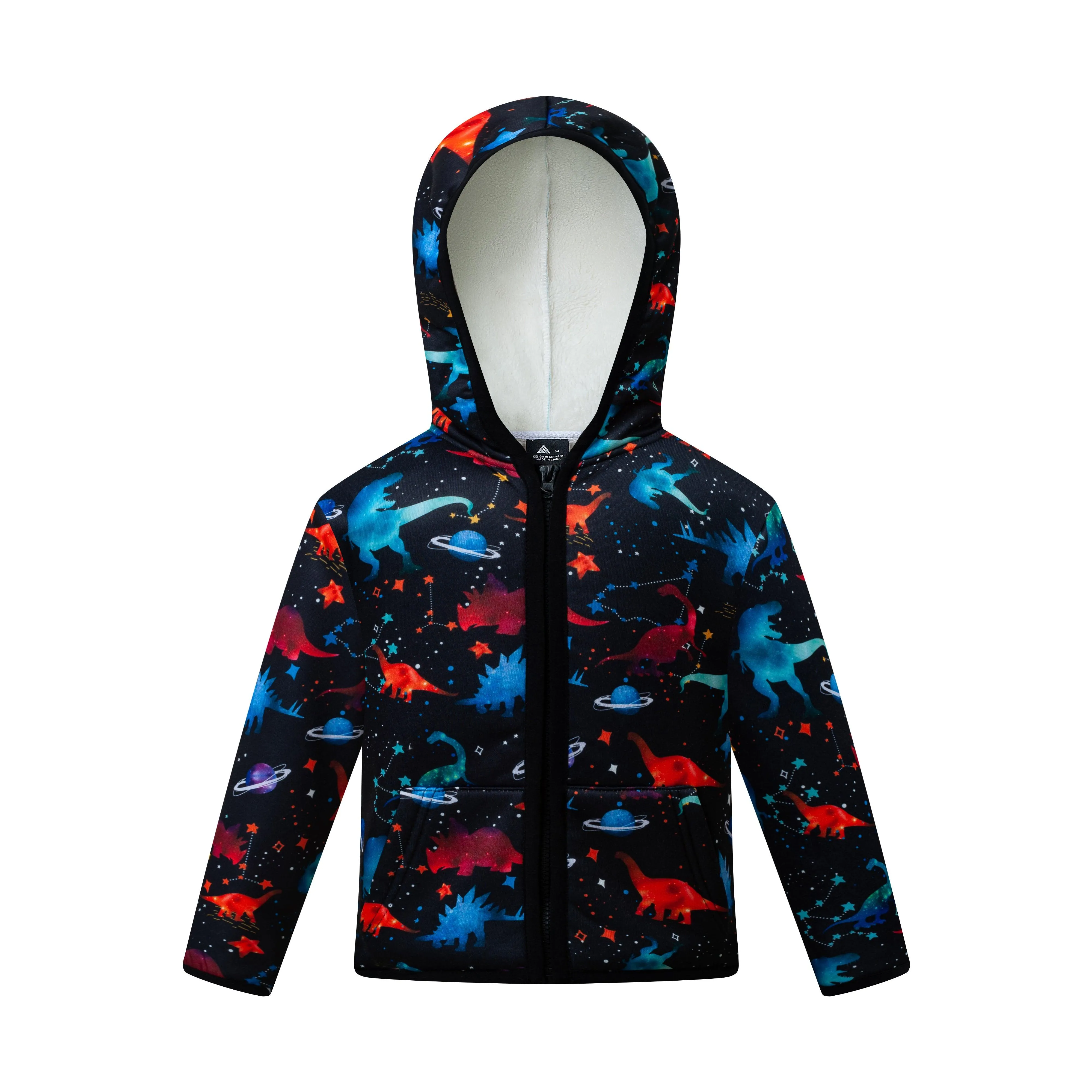 Boy's Navy Blue Full Zip Up Printed Hoodie-ZPK006163