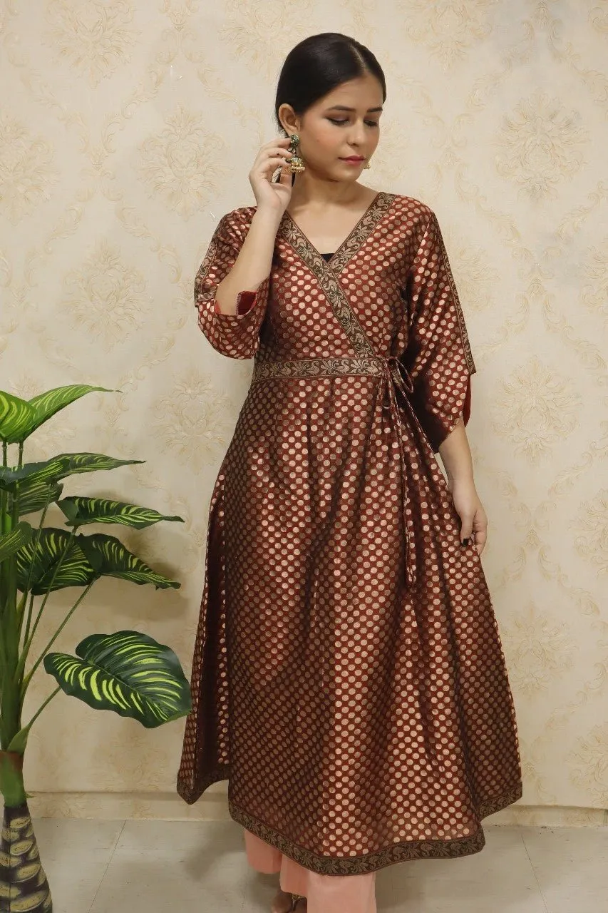 Brown Brocade Silk Suit