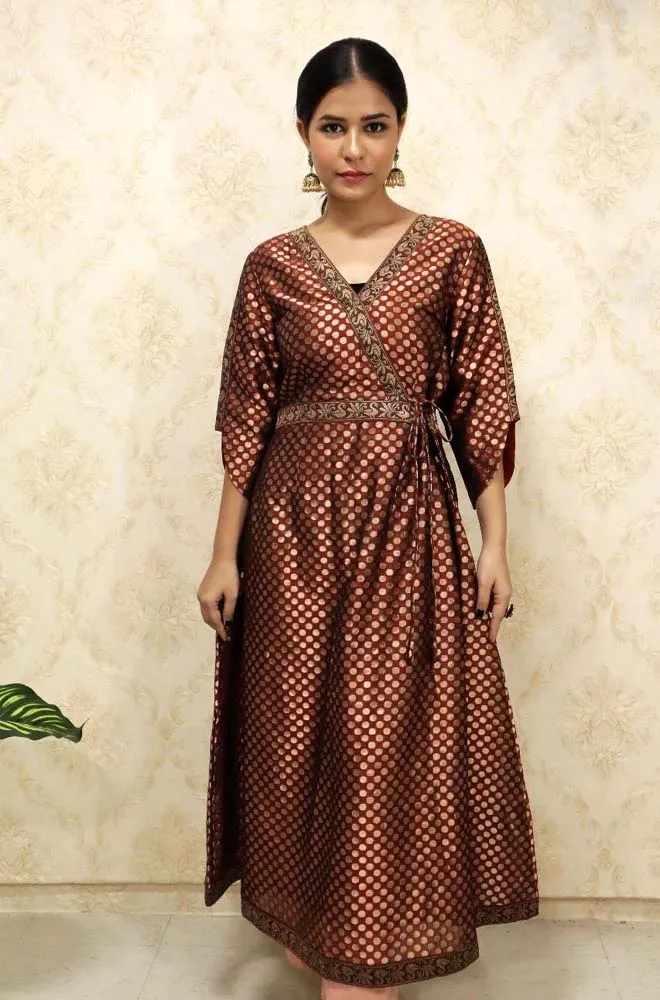 Brown Brocade Silk Suit