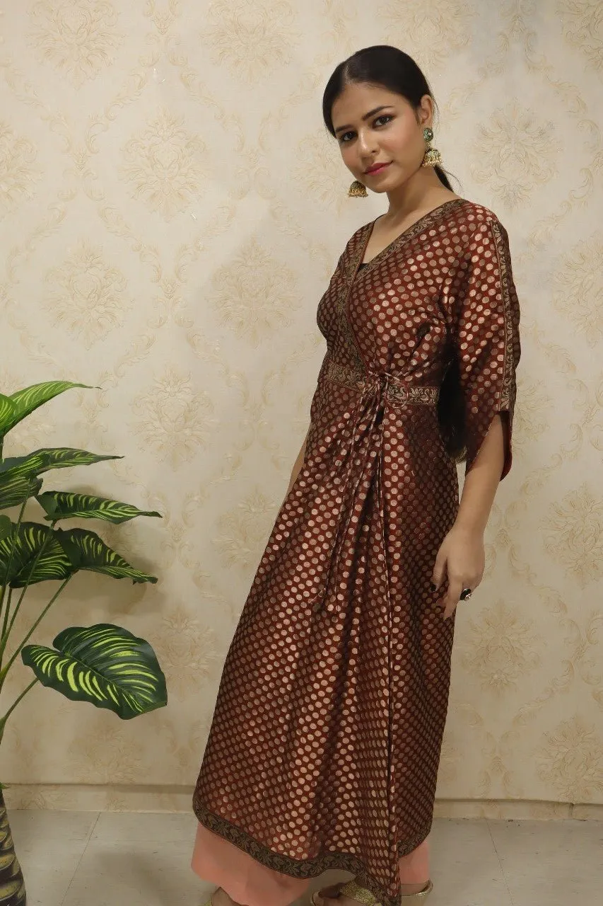 Brown Brocade Silk Suit