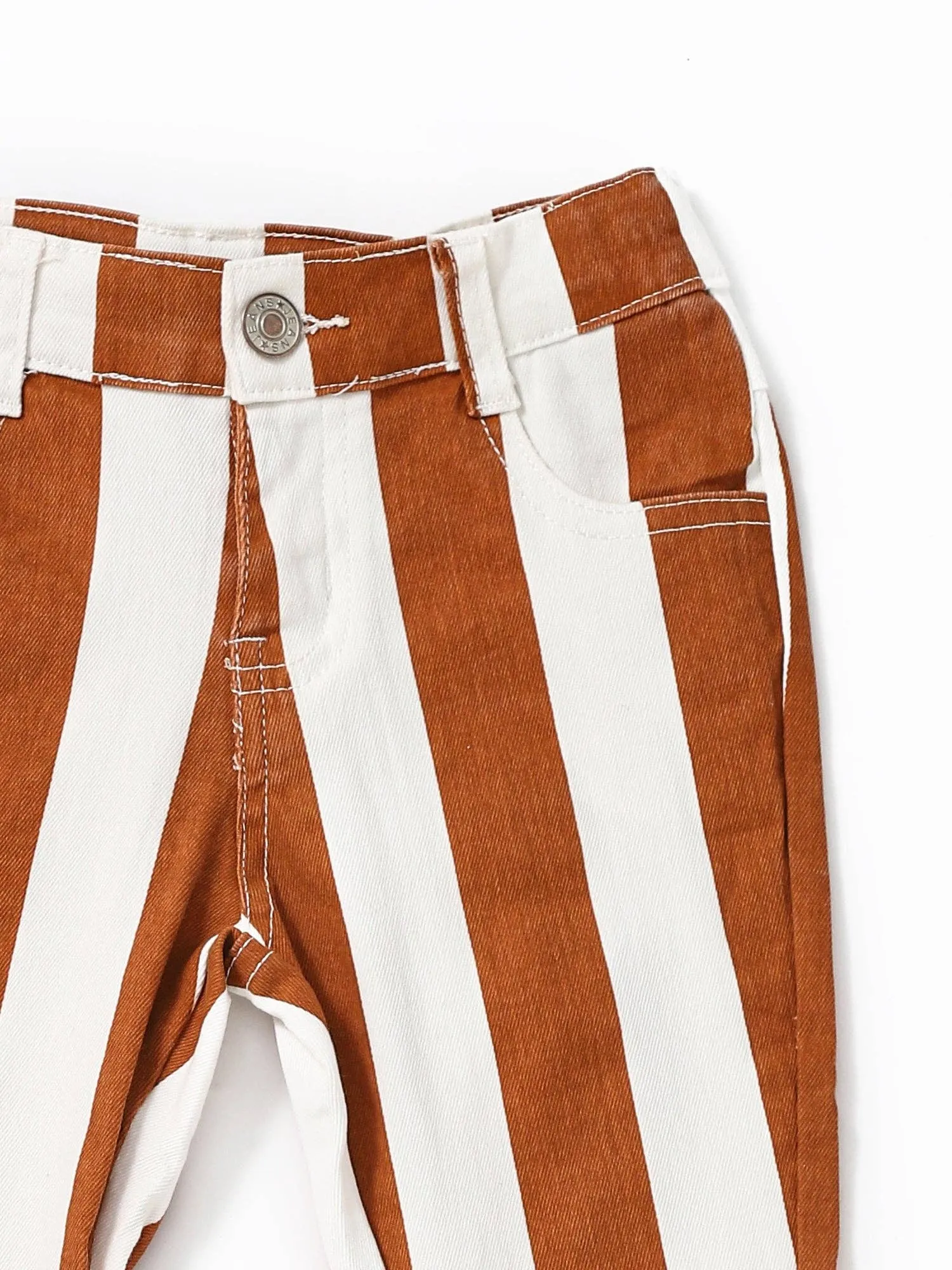 Brown Stripe Bell Bottom Pants