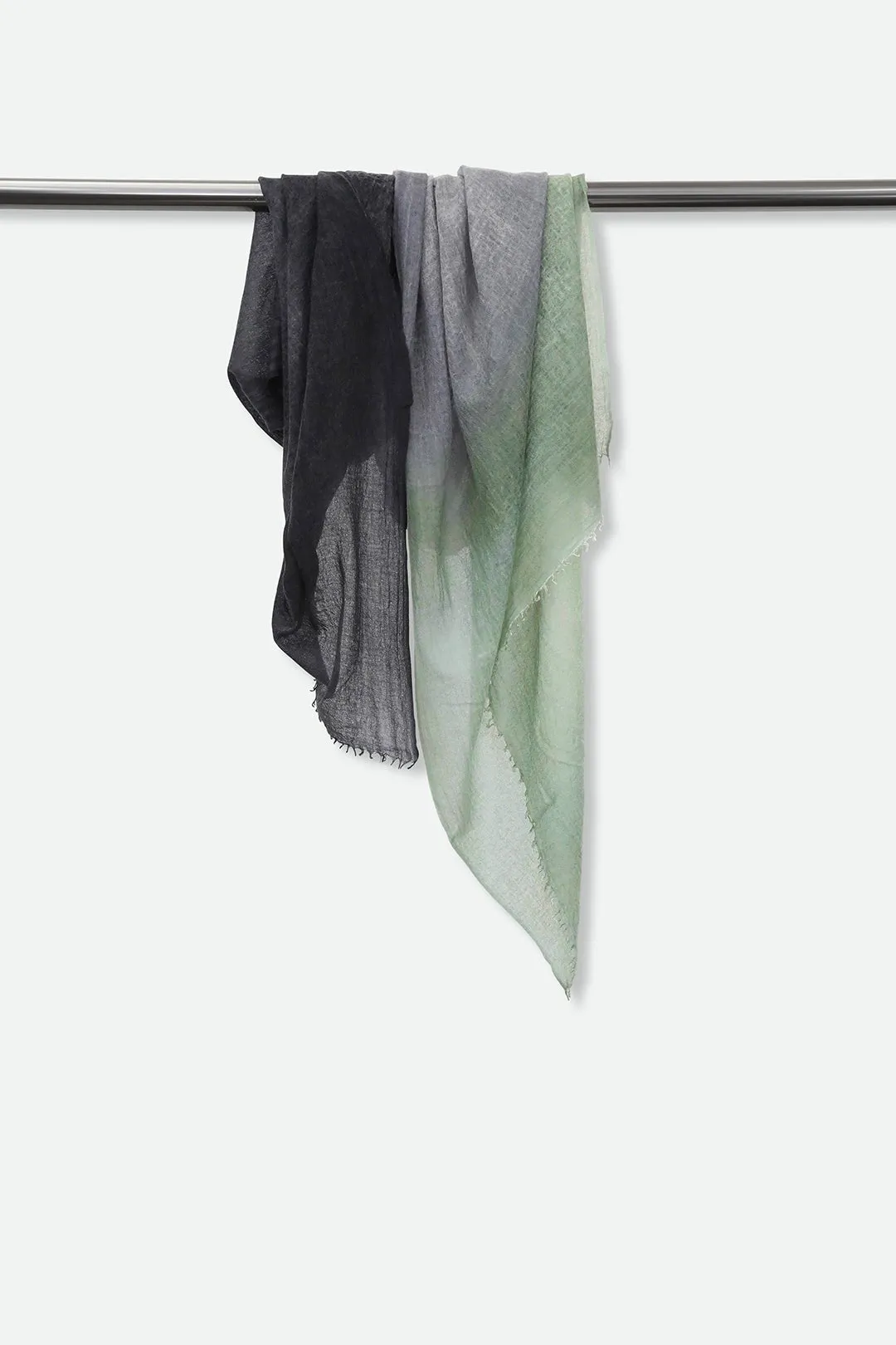 CHARCOAL FERN SCARF IN HAND DYED CASHMERE