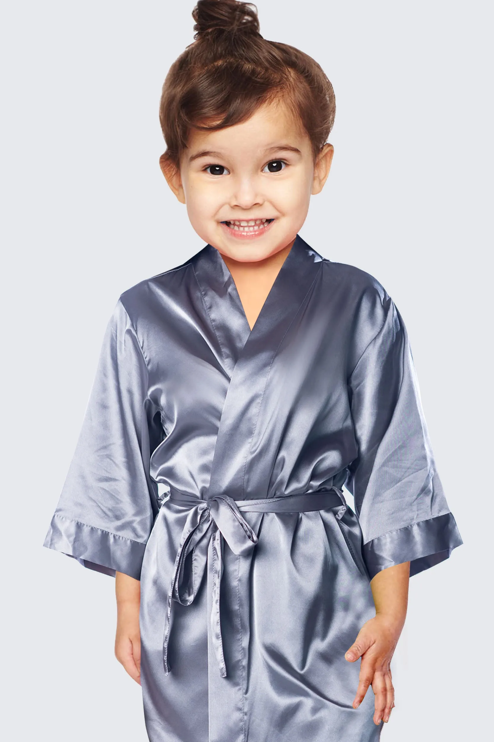 Charcoal Satin Kimono Bridal Robe