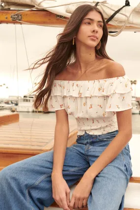 Charm and Grace Off-Shoulder Floral Peasant Top