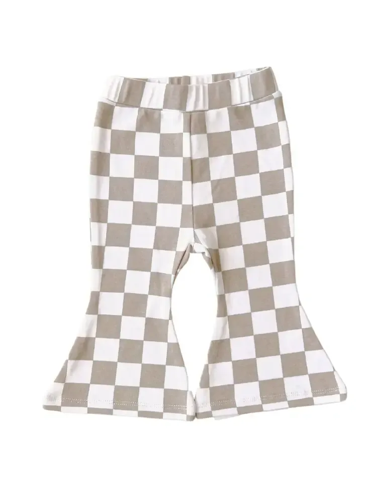 Checkered Flare Pants / Latte