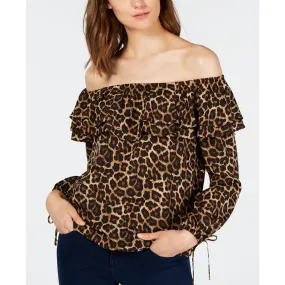 Cheetah-Print Ruffled Top