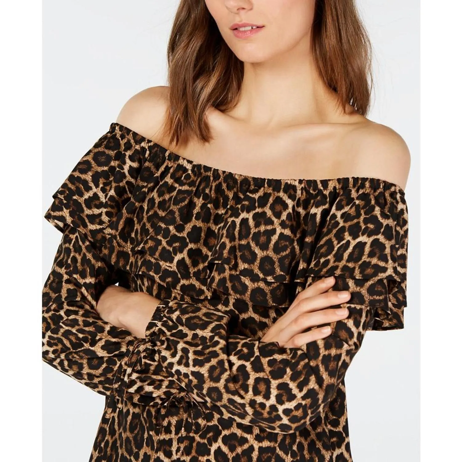 Cheetah-Print Ruffled Top