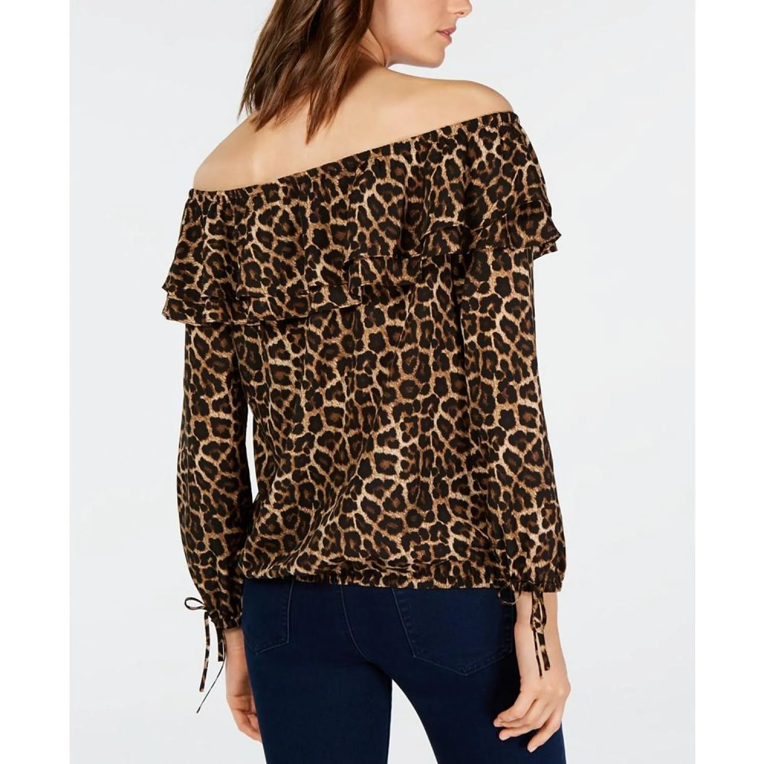 Cheetah-Print Ruffled Top