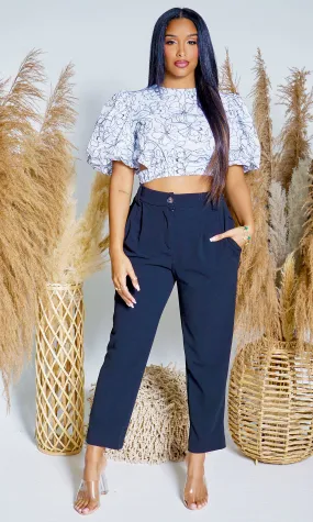 Chic Buttoned Elegance | High-Waist Trousers-Black  FINAL SALE