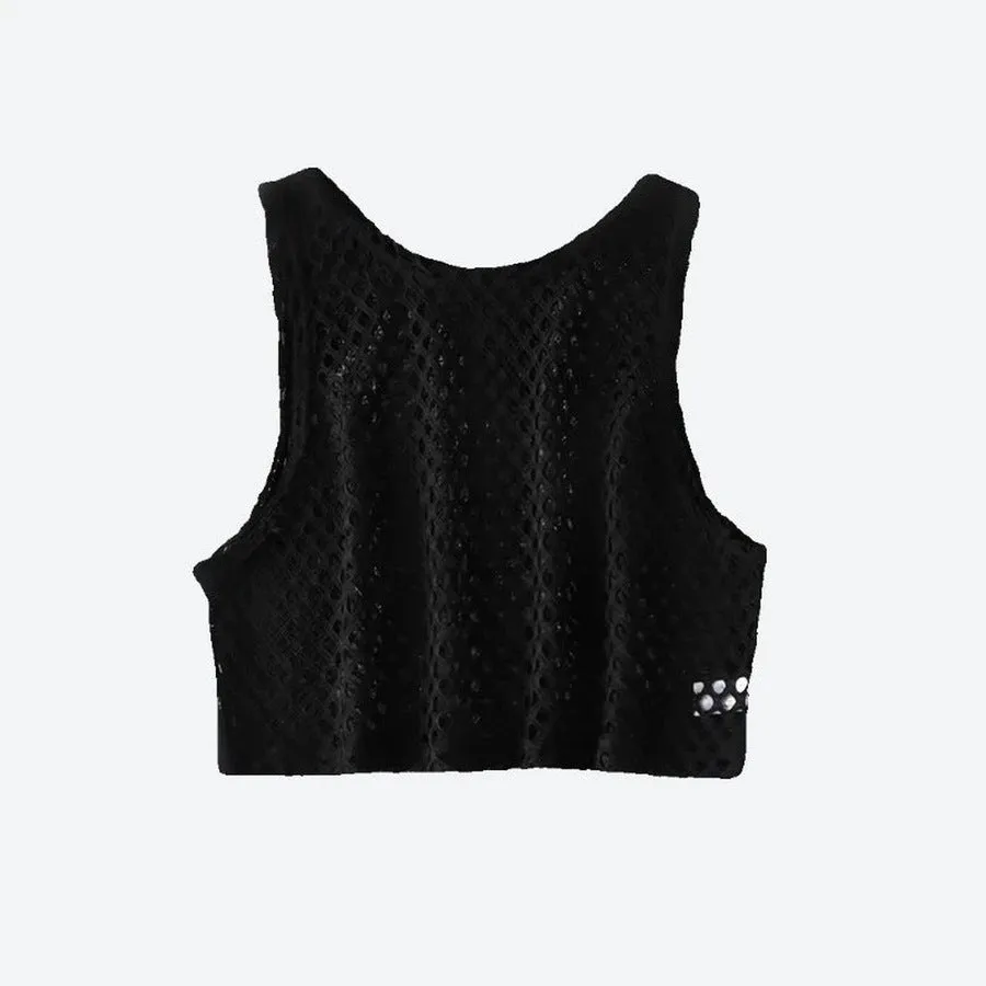 Chic Mesh Cropped Stylish Tops