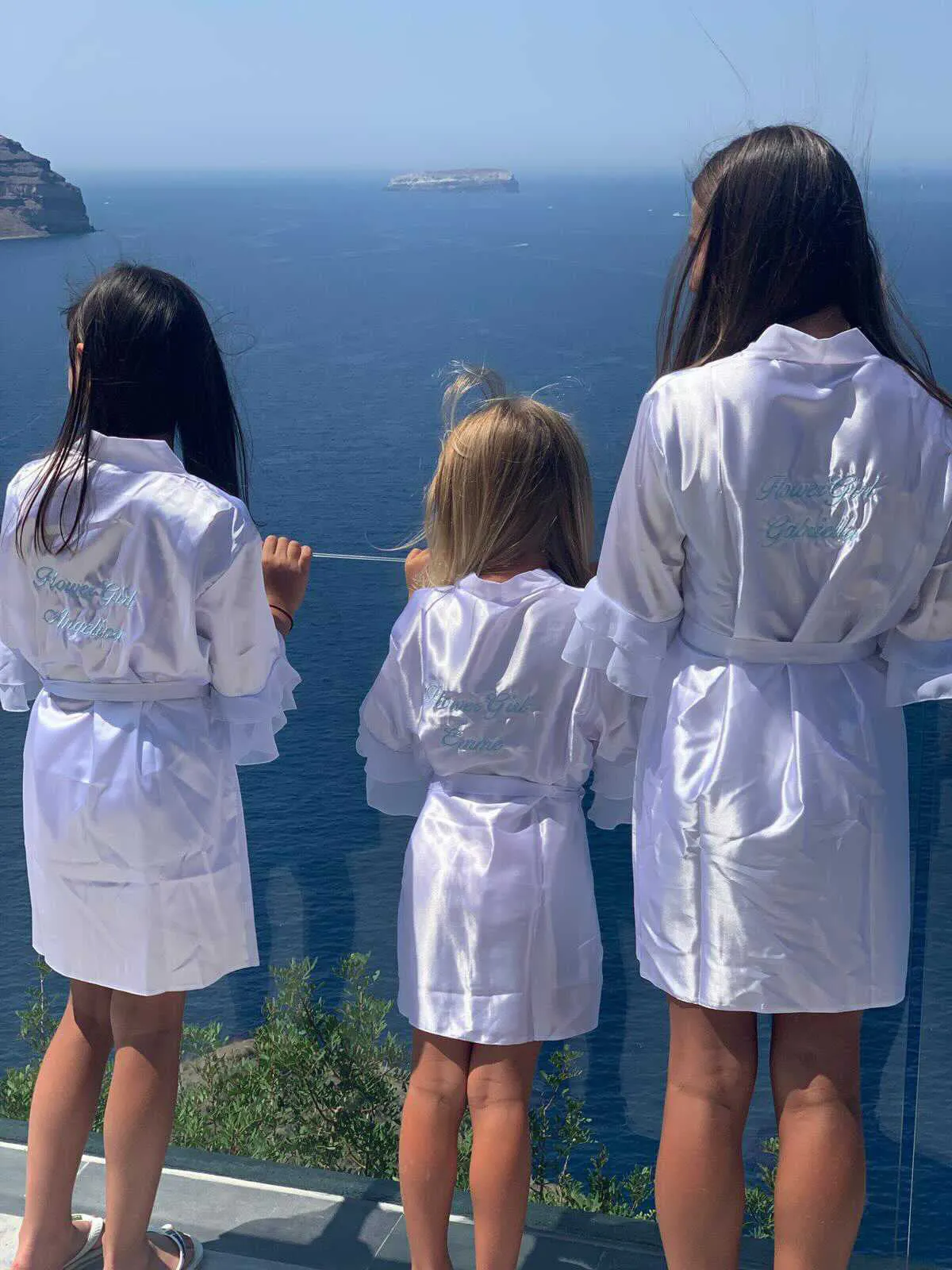 Children’s White Satin Ruffle Robes