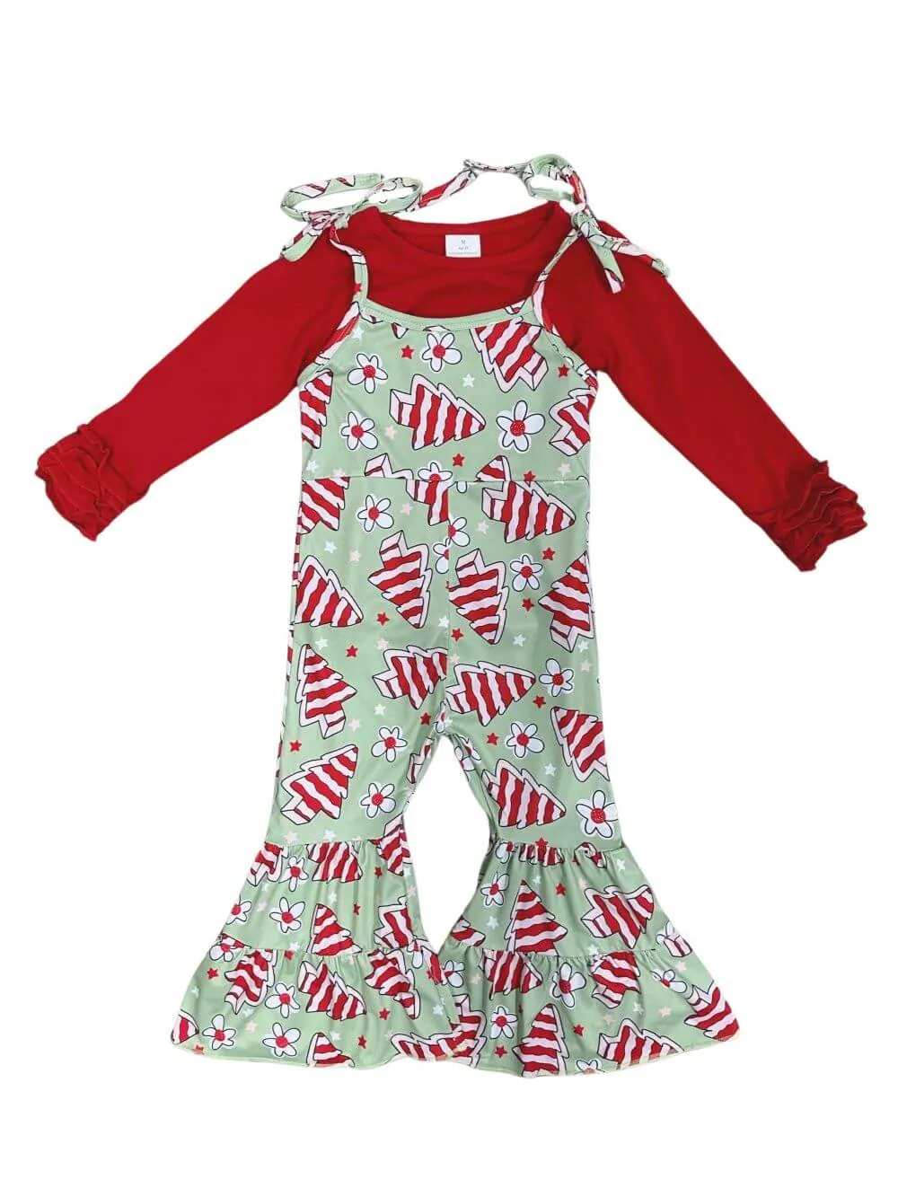 Christmas Cake Jumpsuit Red & Green Girls Christmas Outfit