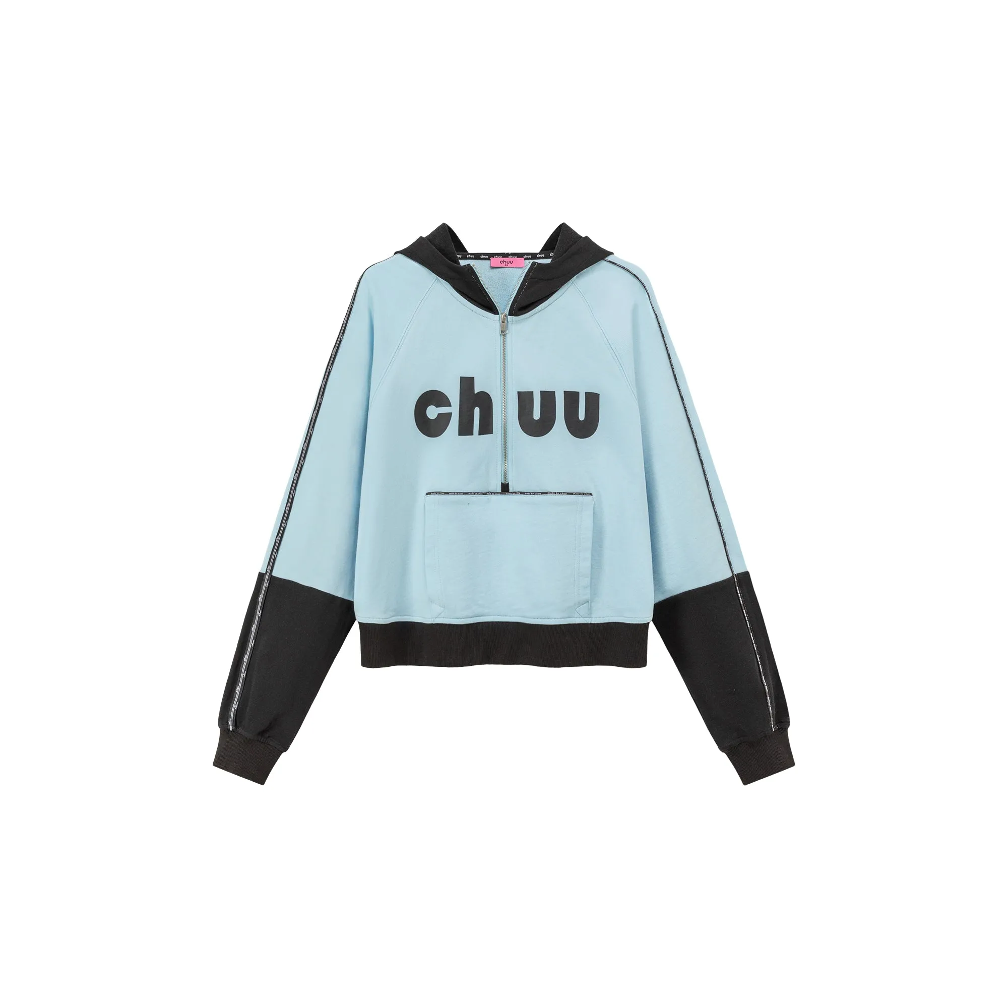 Chuu Lettering Half Zip-Up Hoodie