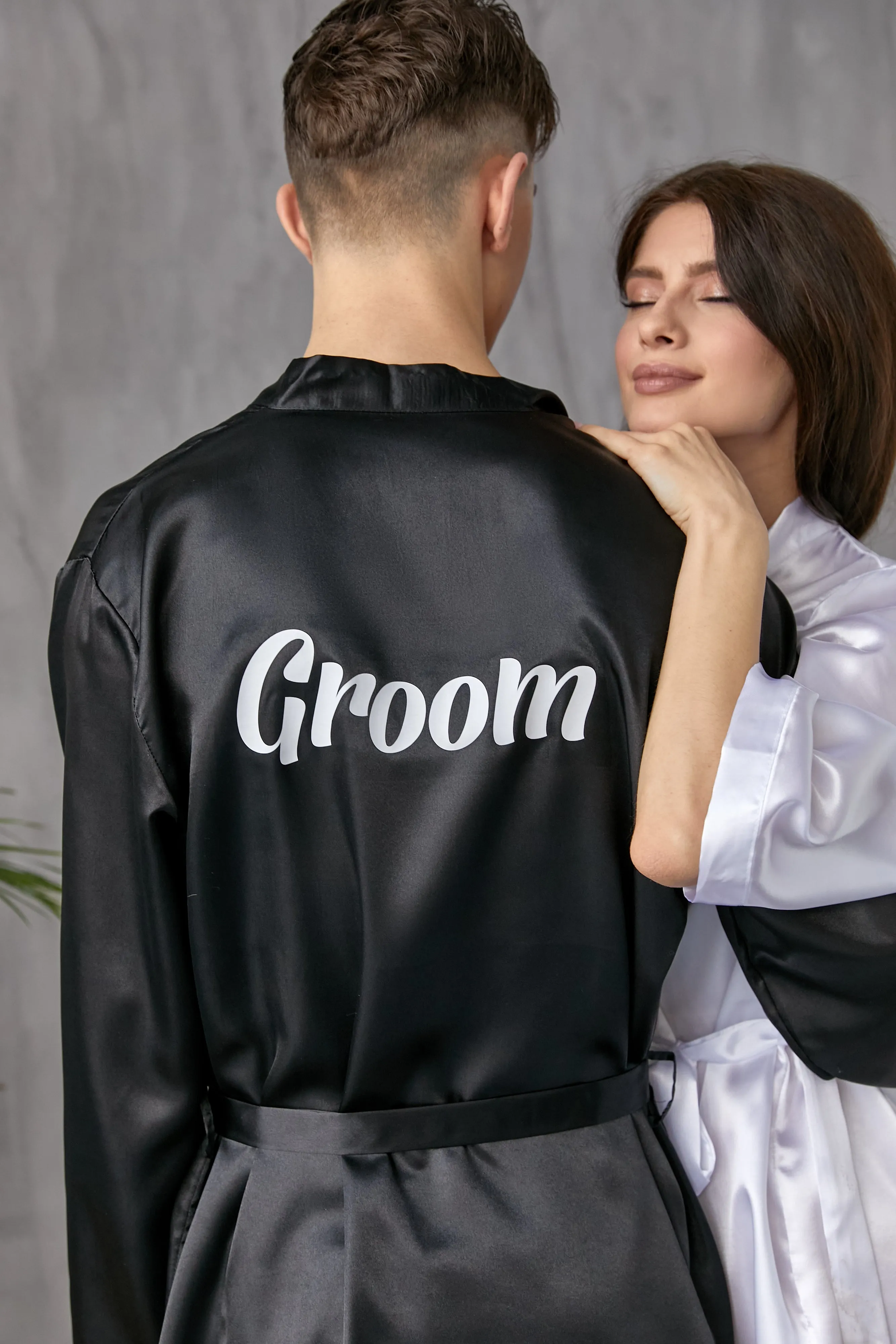 Customized Satin Robes for Couples, Bride and Groom matching satin robes - Vinyl