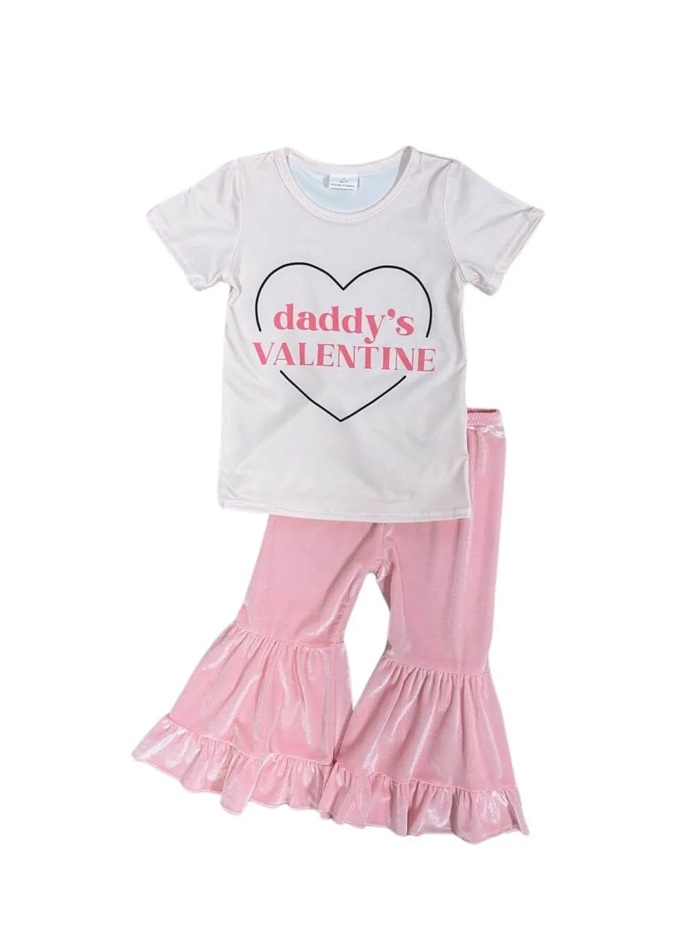 Daddy's Valentine Pink Velvet Bell Bottoms Outfit