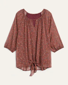 Delilah Printed Peasant Top | Bronze / White