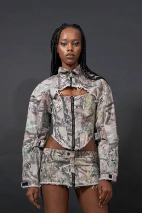 Denim Choker Jacket Camo