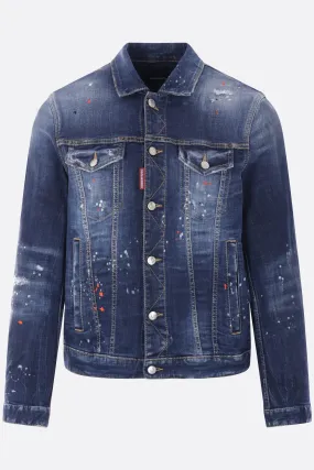 Distressed Splatter Denim Jacket