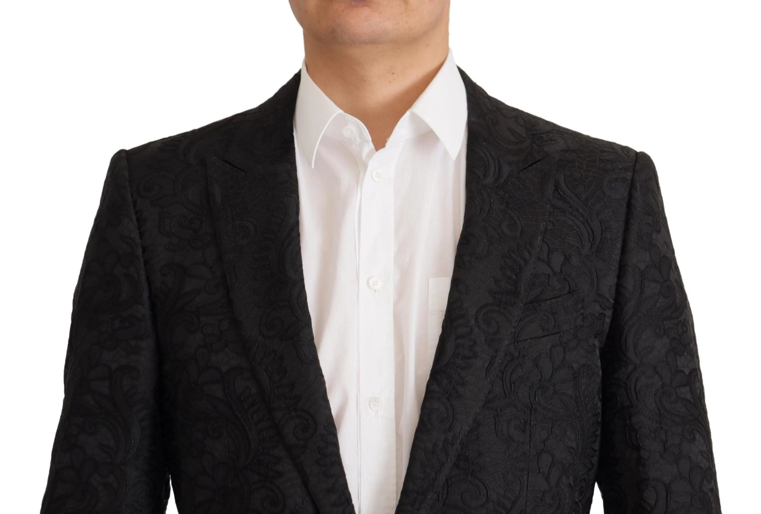 Dolce & Gabbana Black Brocade Formal 2 Piece MARTINI Suit