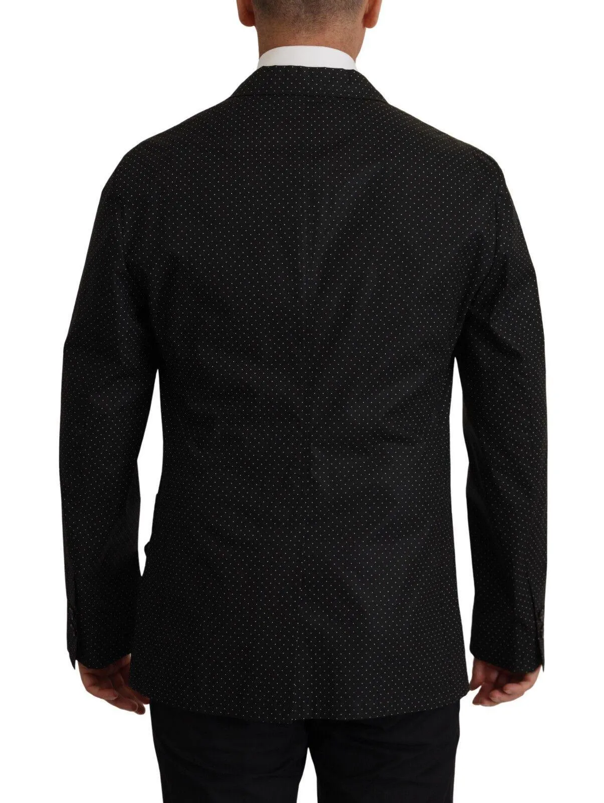 Dolce & Gabbana Black Polka Dotted Cotton Blazer Jacket