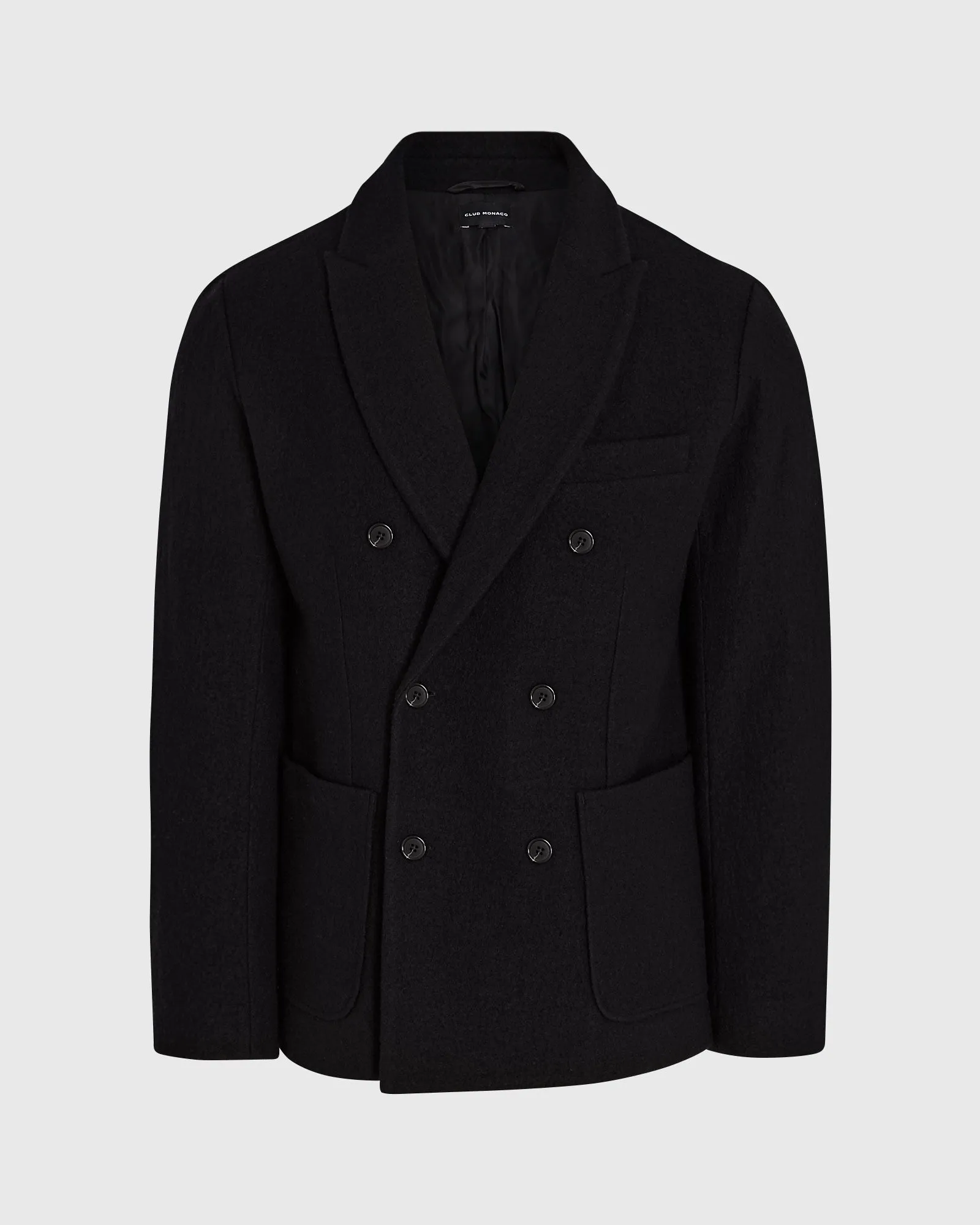 Double-Breasted Knit Wool Blazer