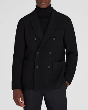 Double-Breasted Knit Wool Blazer