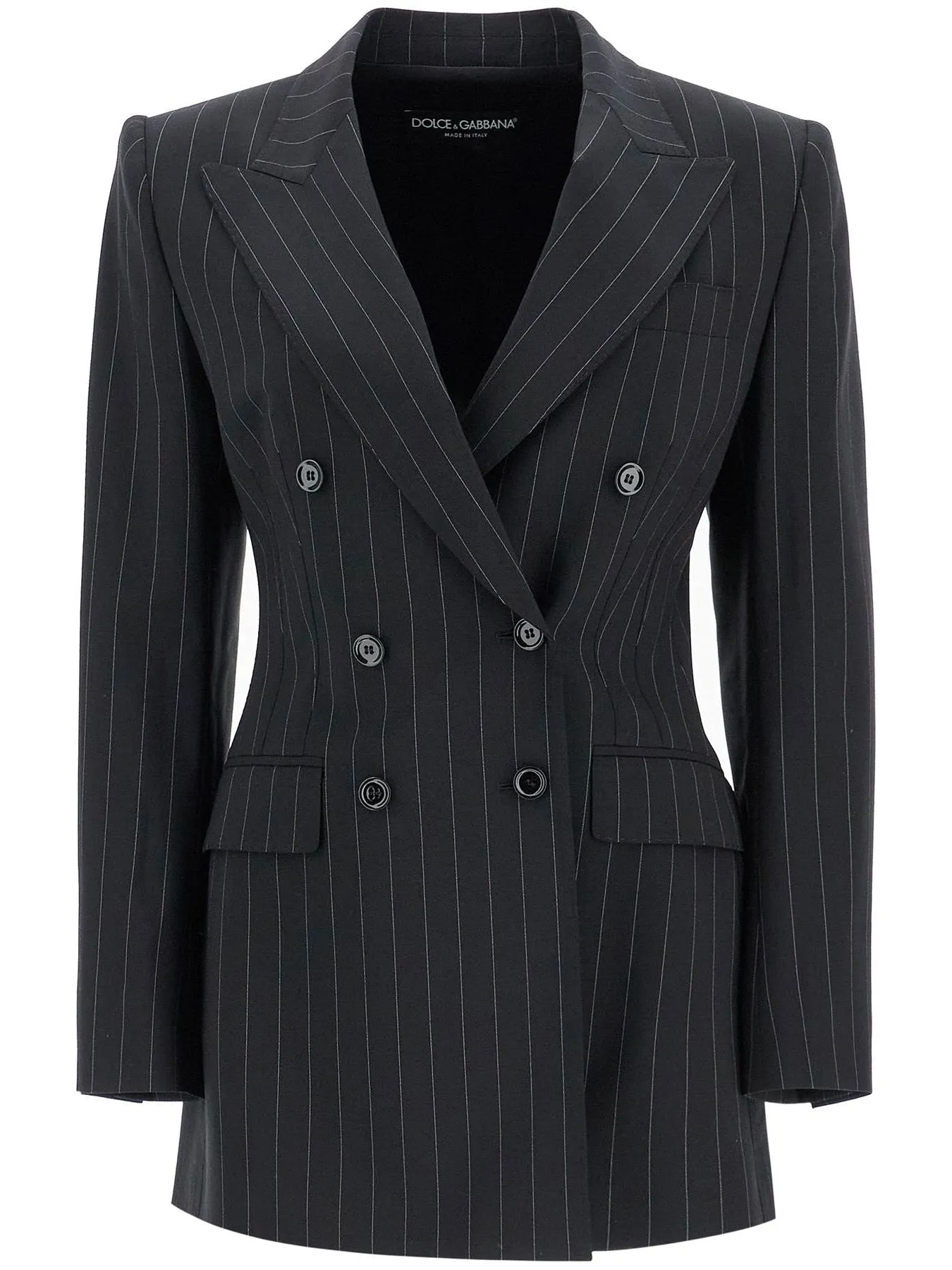 Double-Breasted Pinstripe Blazer