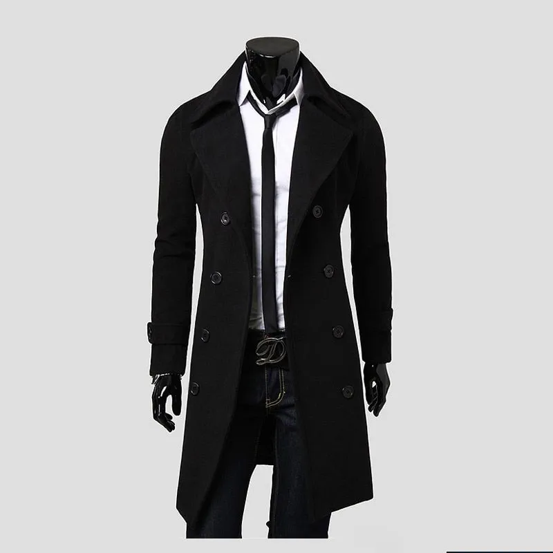 Double Breasted Trench Coat Wool Blend High Quality Brand Fashion Casual Slim Fit Solid Color Clothing Coat Jacket