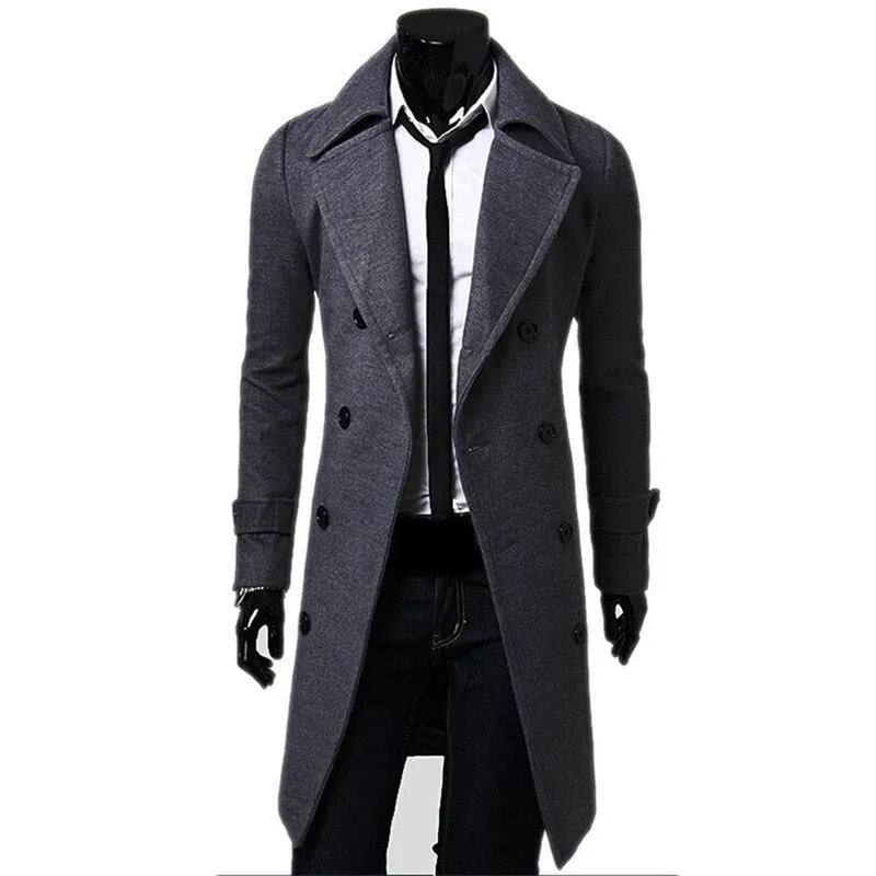 Double Breasted Trench Coat Wool Blend High Quality Brand Fashion Casual Slim Fit Solid Color Clothing Coat Jacket