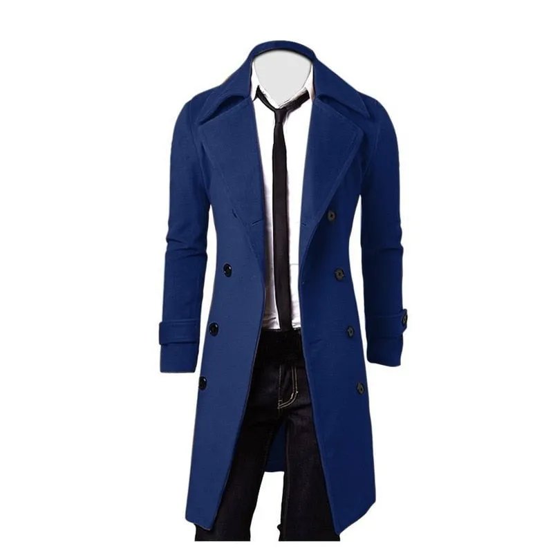 Double Breasted Trench Coat Wool Blend High Quality Brand Fashion Casual Slim Fit Solid Color Clothing Coat Jacket