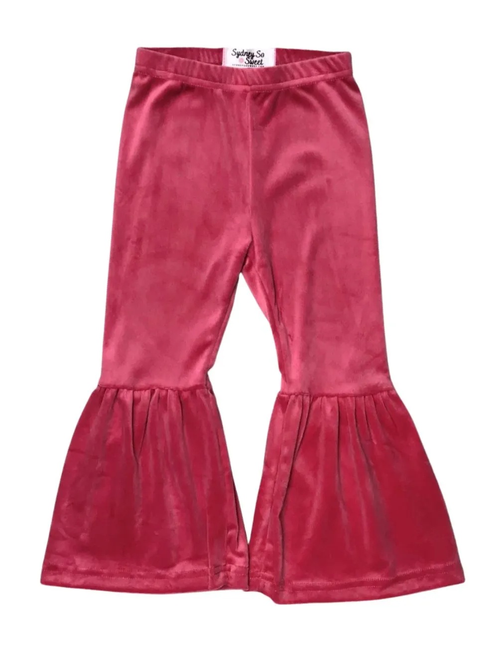 Dusty Rose Pink Girls Velvet Bell Bottoms