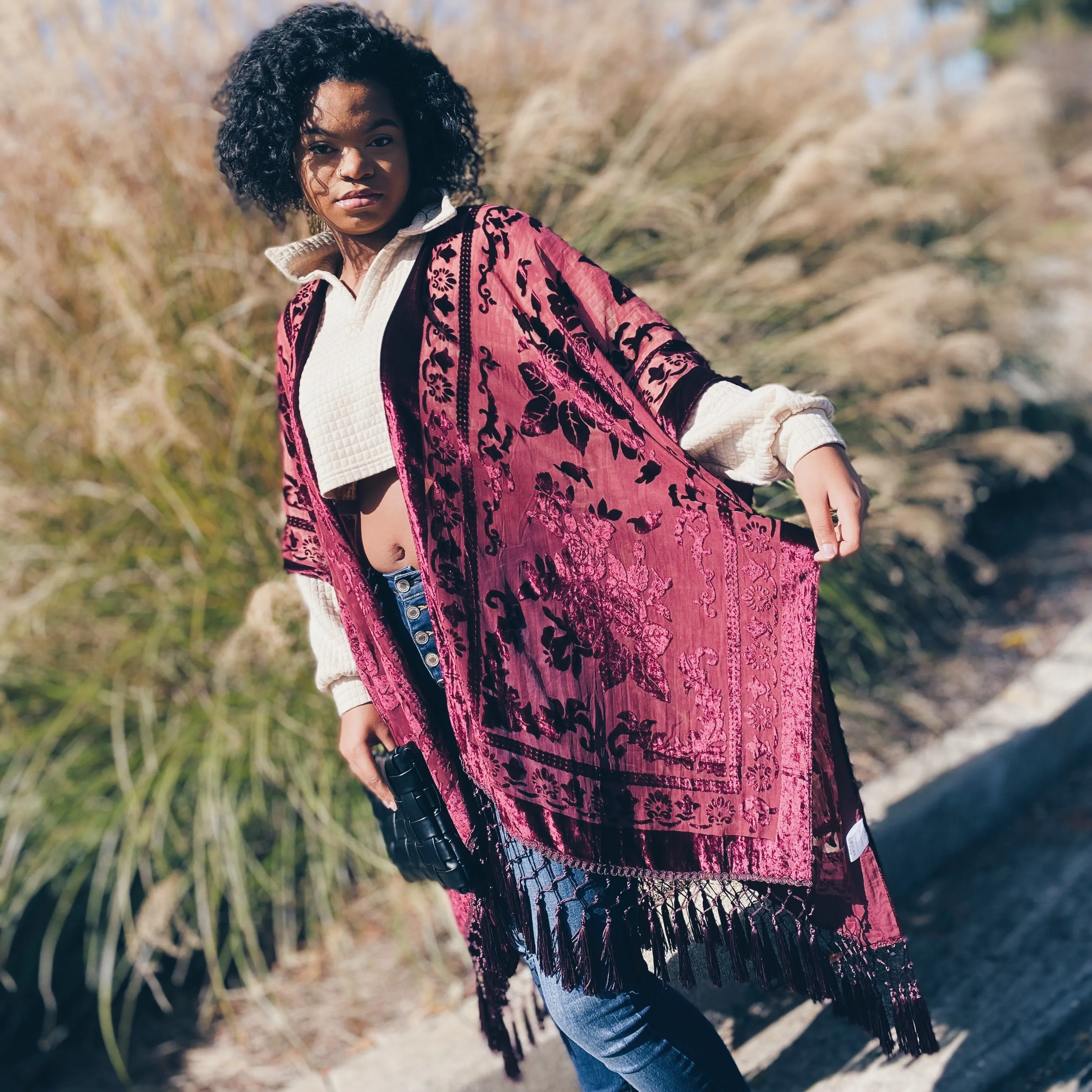 Elegant Boho Burnout Kimono