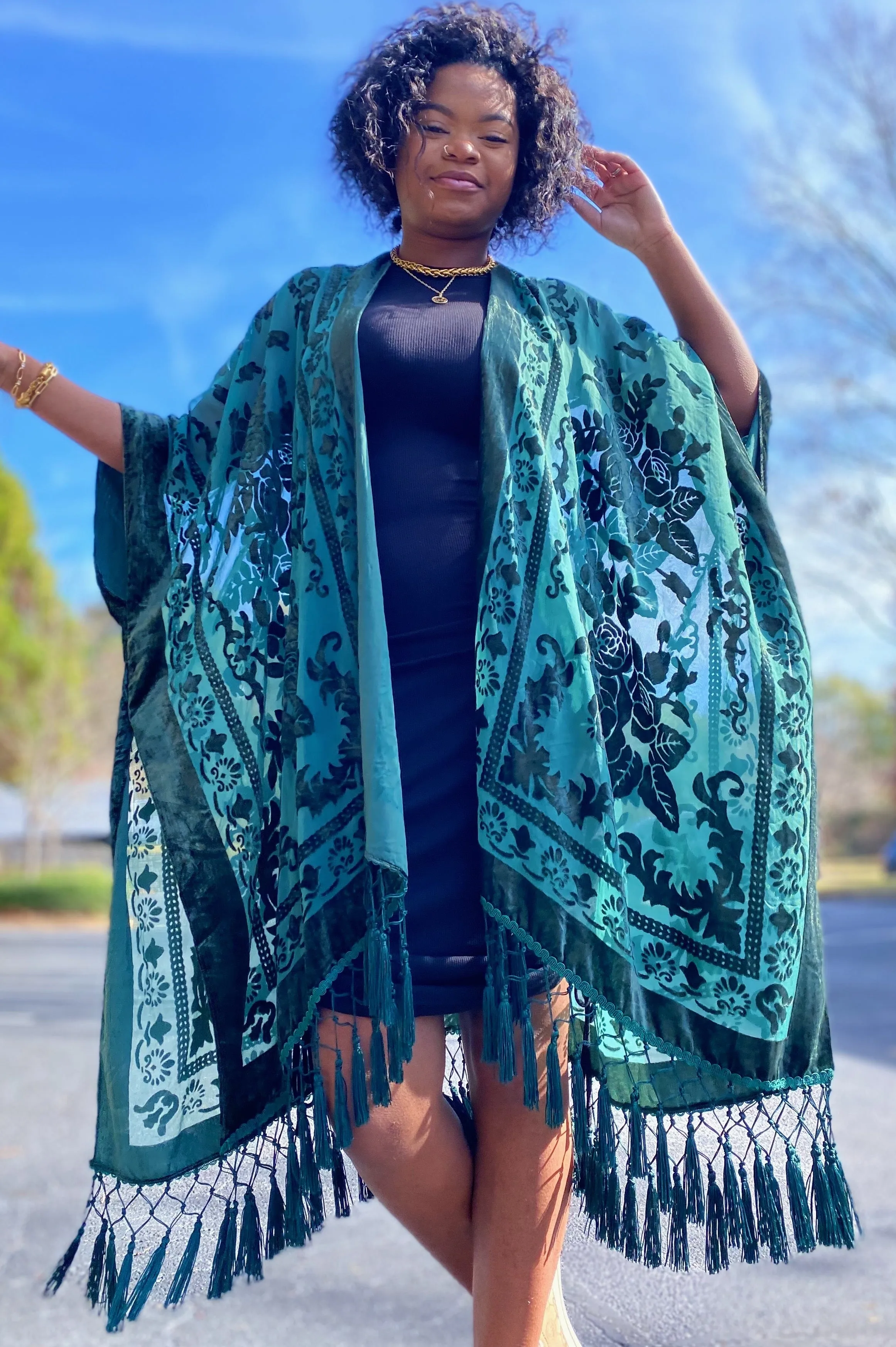 Elegant Boho Burnout Kimono