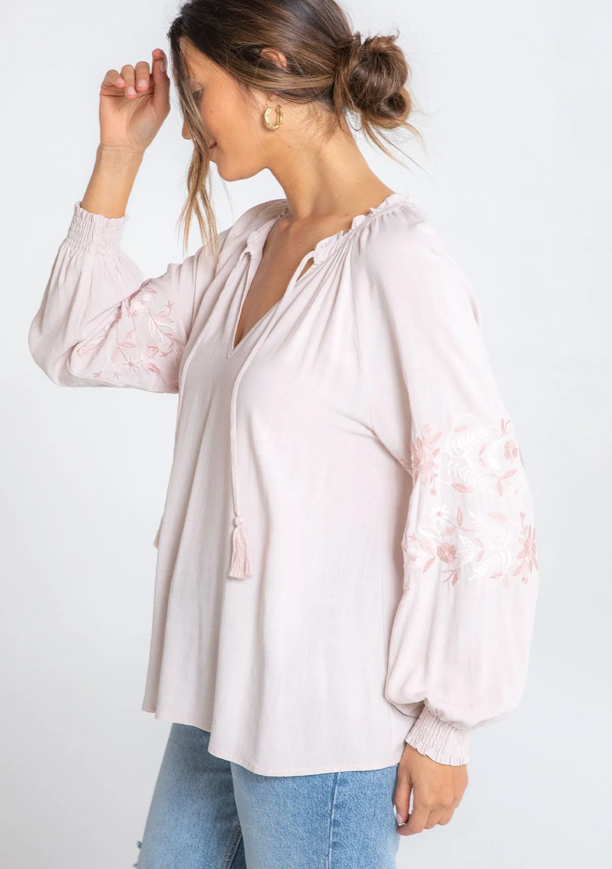 Elin Embroidered Peasant Top