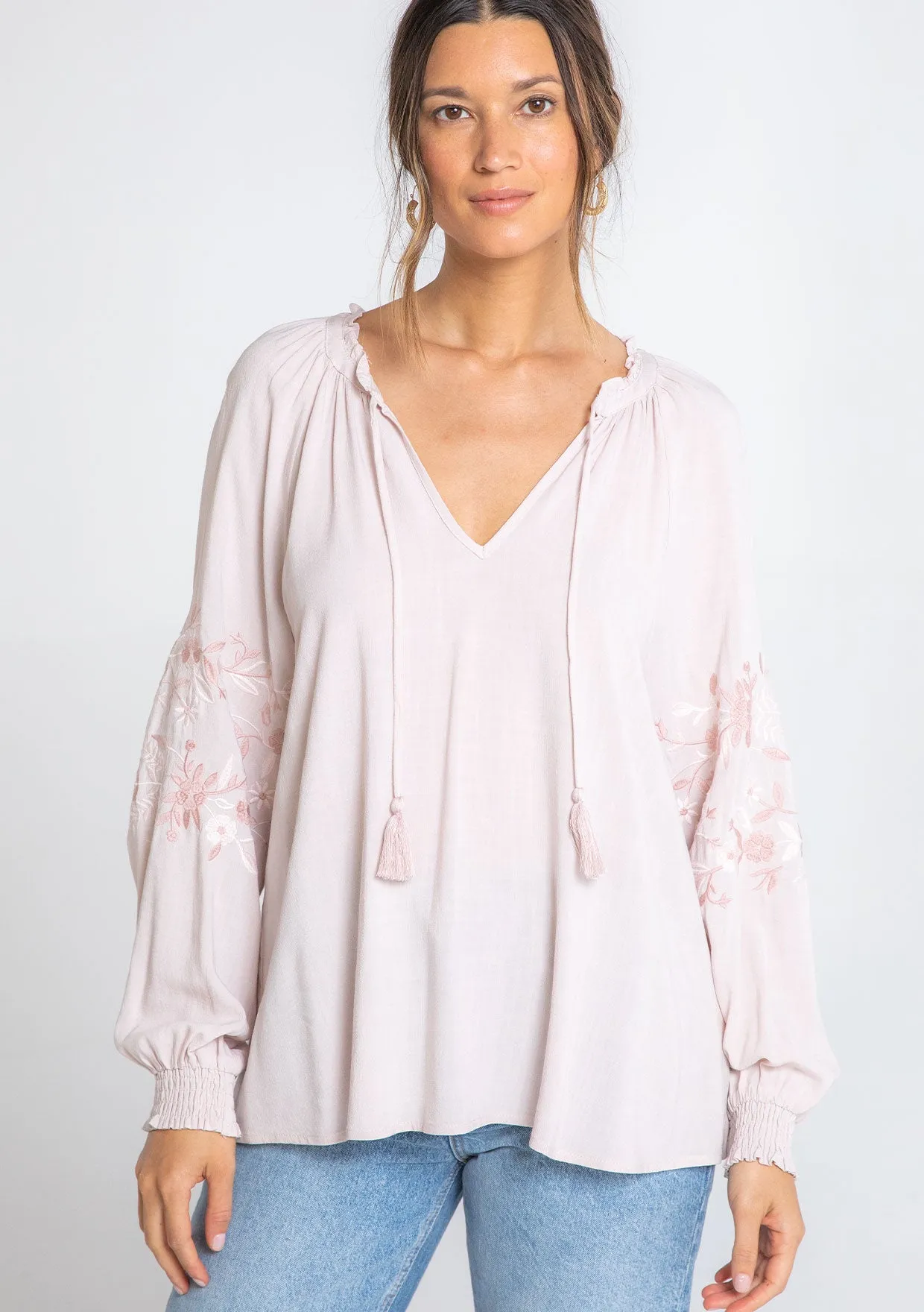 Elin Embroidered Peasant Top