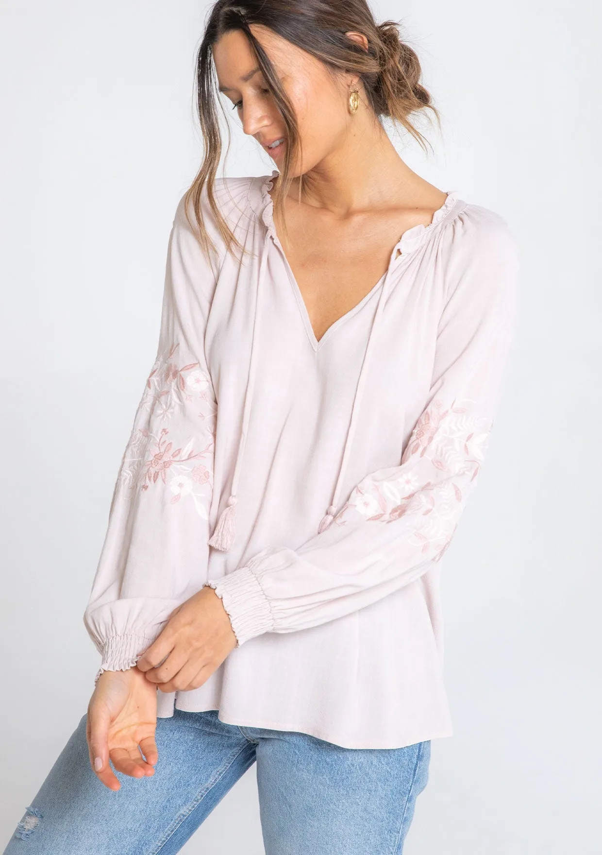 Elin Embroidered Peasant Top