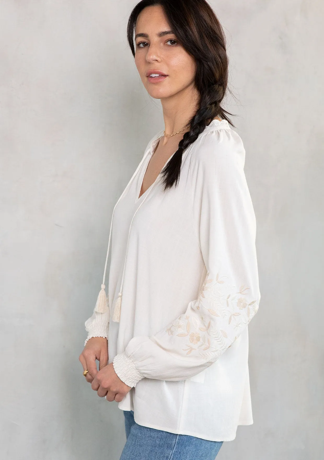 Elin Embroidered Peasant Top