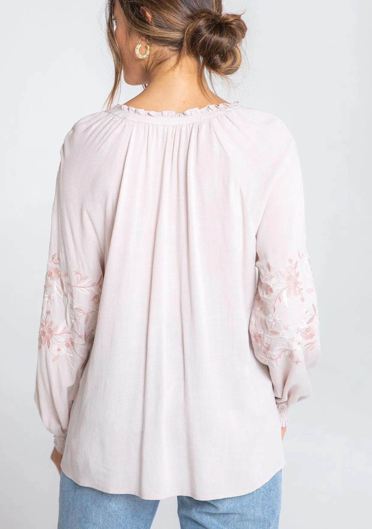 Elin Embroidered Peasant Top